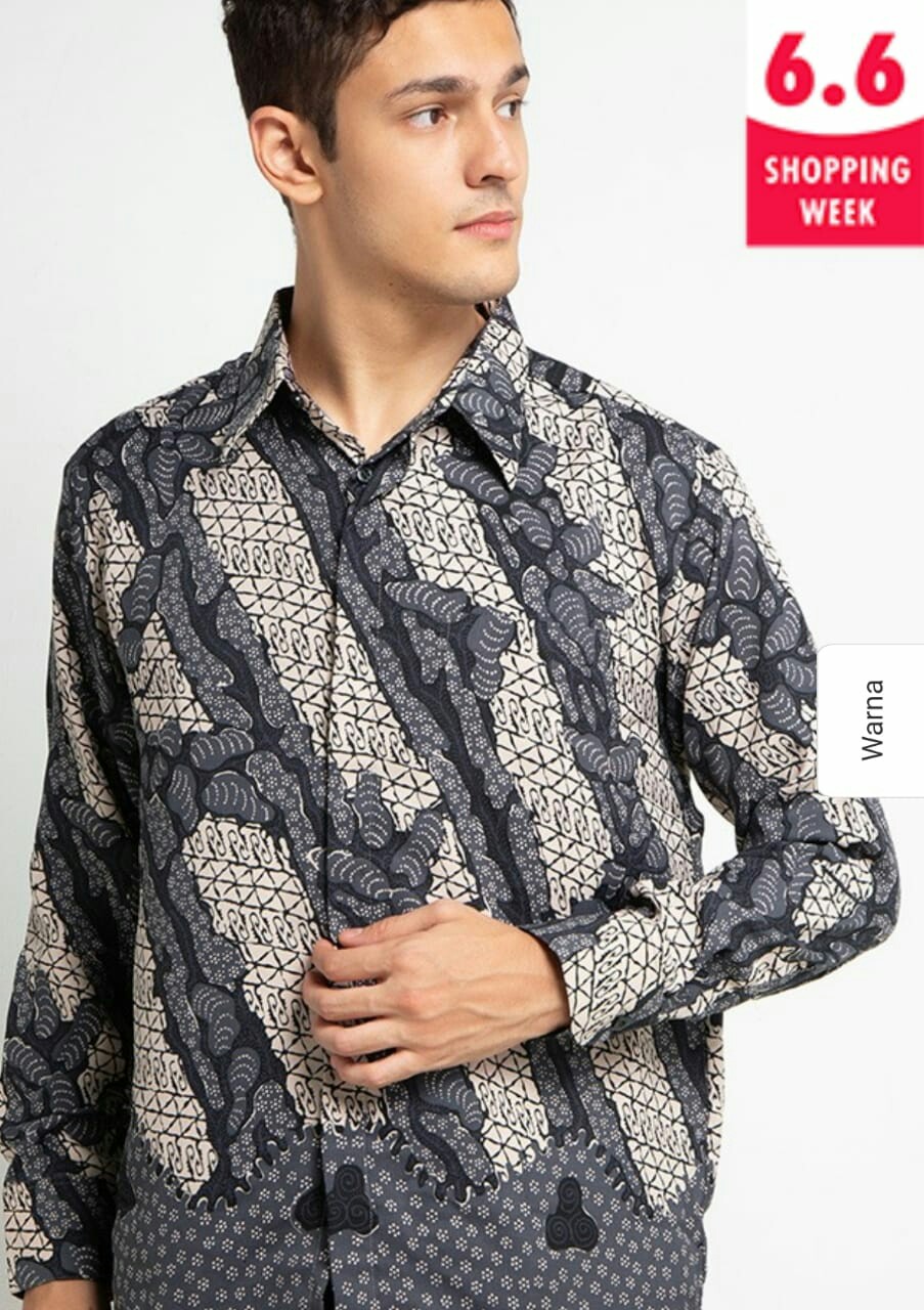 Arjuna Weda Kemeja Batik Lereng Rambat - Abu-abu
