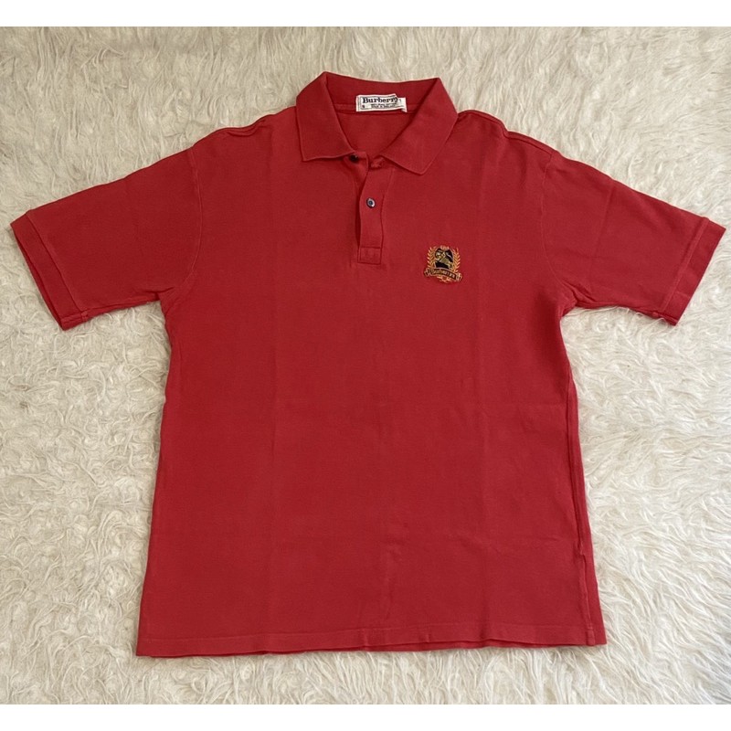 Atasan Burberry Pria Kaos Polo Merah
