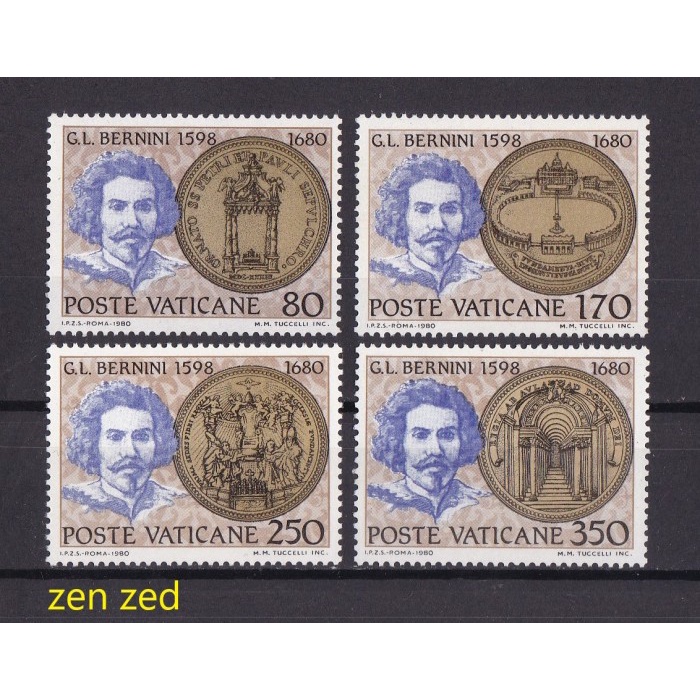 

0473 Perangko Vatican City 1980 G.L.Bernini 4v Mnh