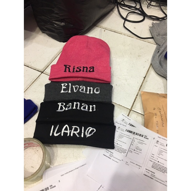 topi Kupluk/Beanie gratis bordir nama suka2,Computerized embordery