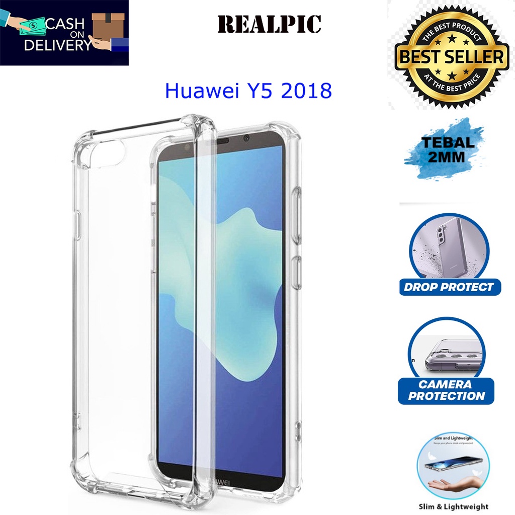 Case Huawei Y5 2018 Casing Clear HD KETEBALAN 2MM BENING TRANSPARAN TPU Premium Softcase