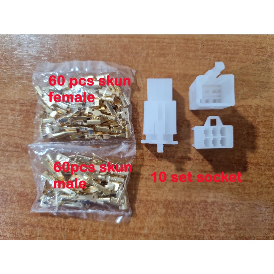 Socket motor pin kecil 2 pin - 3pin - 4pin - 6pin - 9 pin 10 set / connector skun mobil soket / konektor