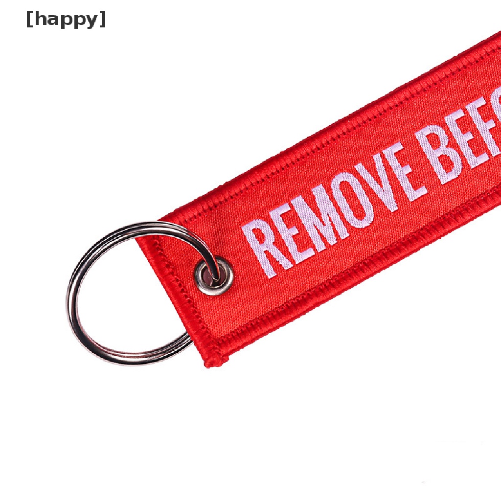 Gantungan Kunci Tulisan Remove Before Flight Bahan Polyester Ukuran 13x3cm