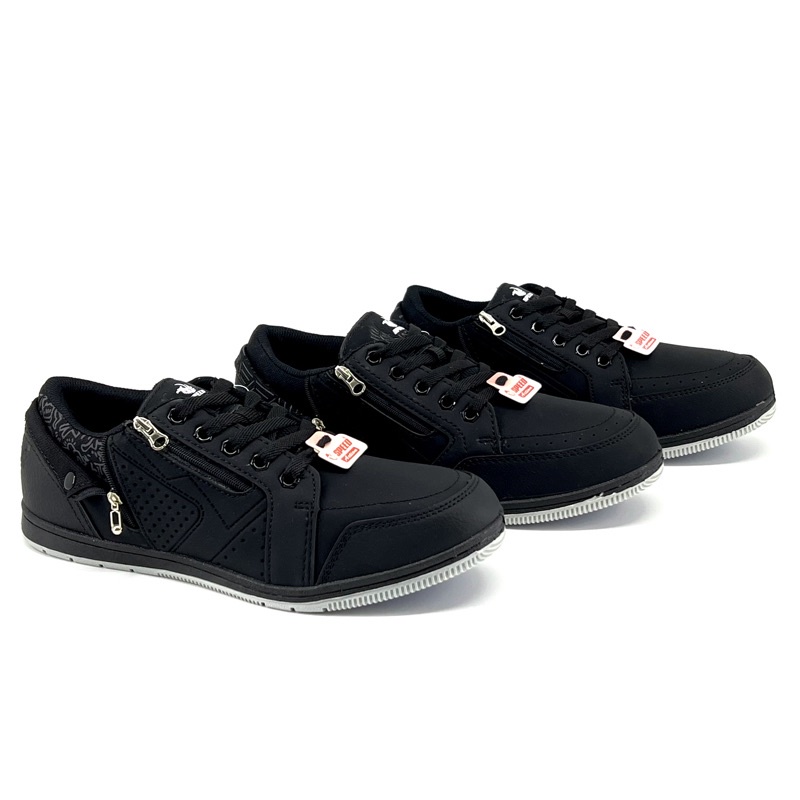 Sepatu Sekolah Resleting Hitam Polos SPEED FRONTIER LO VINSEN / VIRGILIO / VITORIO by Loggo (37-42)