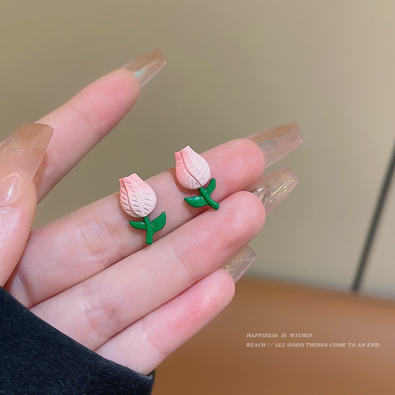 Anting Stud Bentuk Bunga Tulip Mini Gaya Korea Untuk Wanita