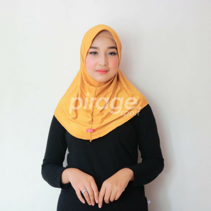 Jilbab Sport Besar Menutup Dada / Hijab Instan Sporty / Jilbab Instan Shamira-Mustard