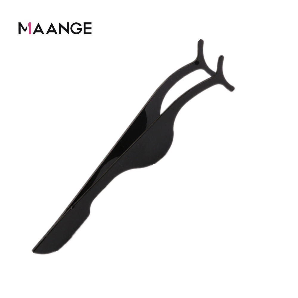 MAANGE 1Pcs Black Eyelash Tweezers Clips Stainless Steel Eyelashes Applicator