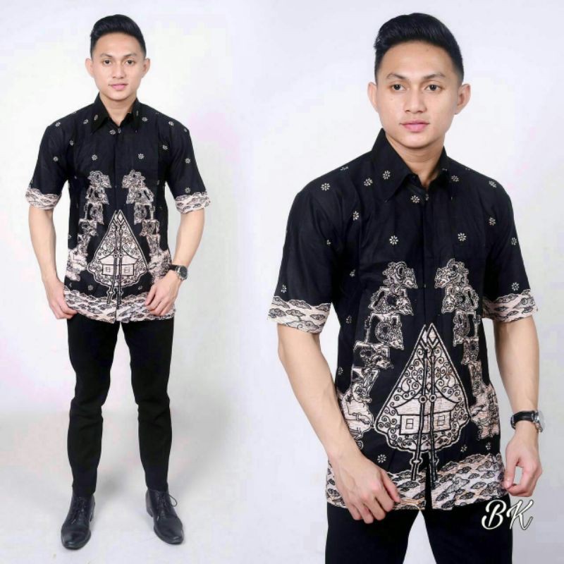 ( Bisa cod ) hem hitam manis batik//baju lengan pendek