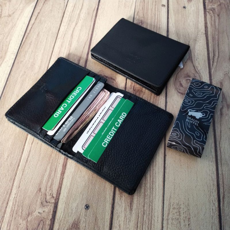 Dompet Kartu Atm Kredit Card Kulit Sapi Asli 100% Simple ukuran Mini/Kecil