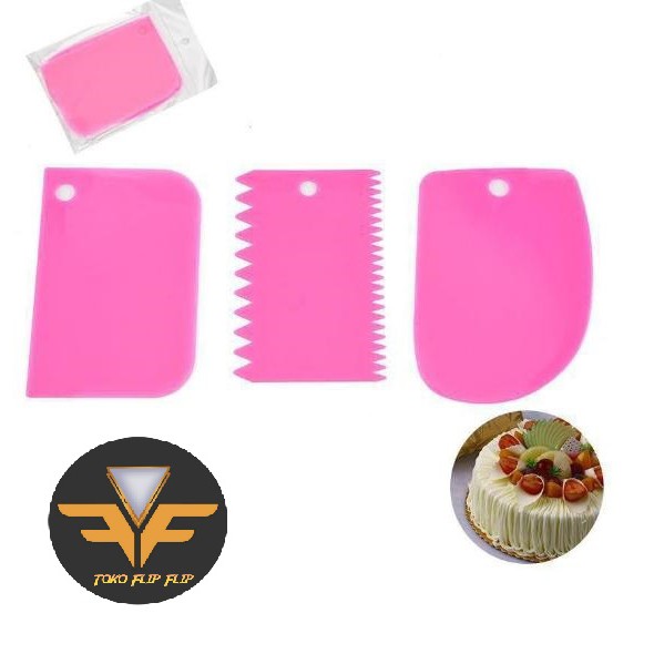 Scraper Kue Plastik 3 in 1 / Pemotong Adonan Kue / Alat Adonan Kue / Pisau Plastik Pemotong Adonan