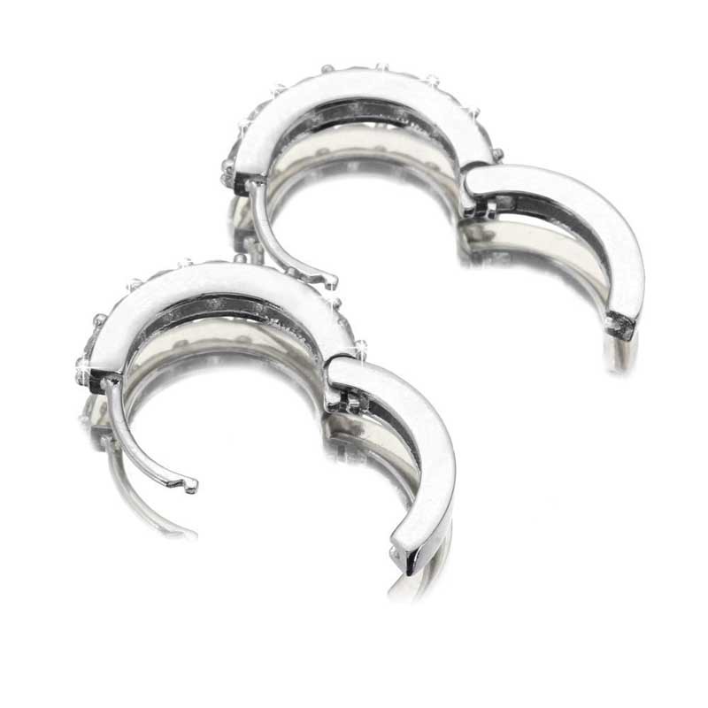 Sterling Silver Rhinestones Hoop Diamond Stud Earrings For Women