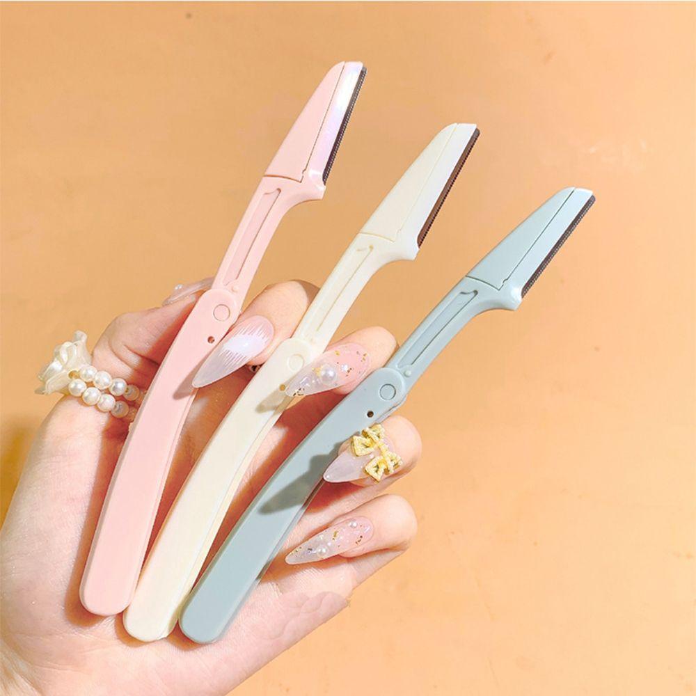 Needway Foldable Brow Trimmer Portable 3pcs /set Wanita Penghilang Rambut Pembentuk Alis Mata Alat Makeup Scraper Rambut Wajah