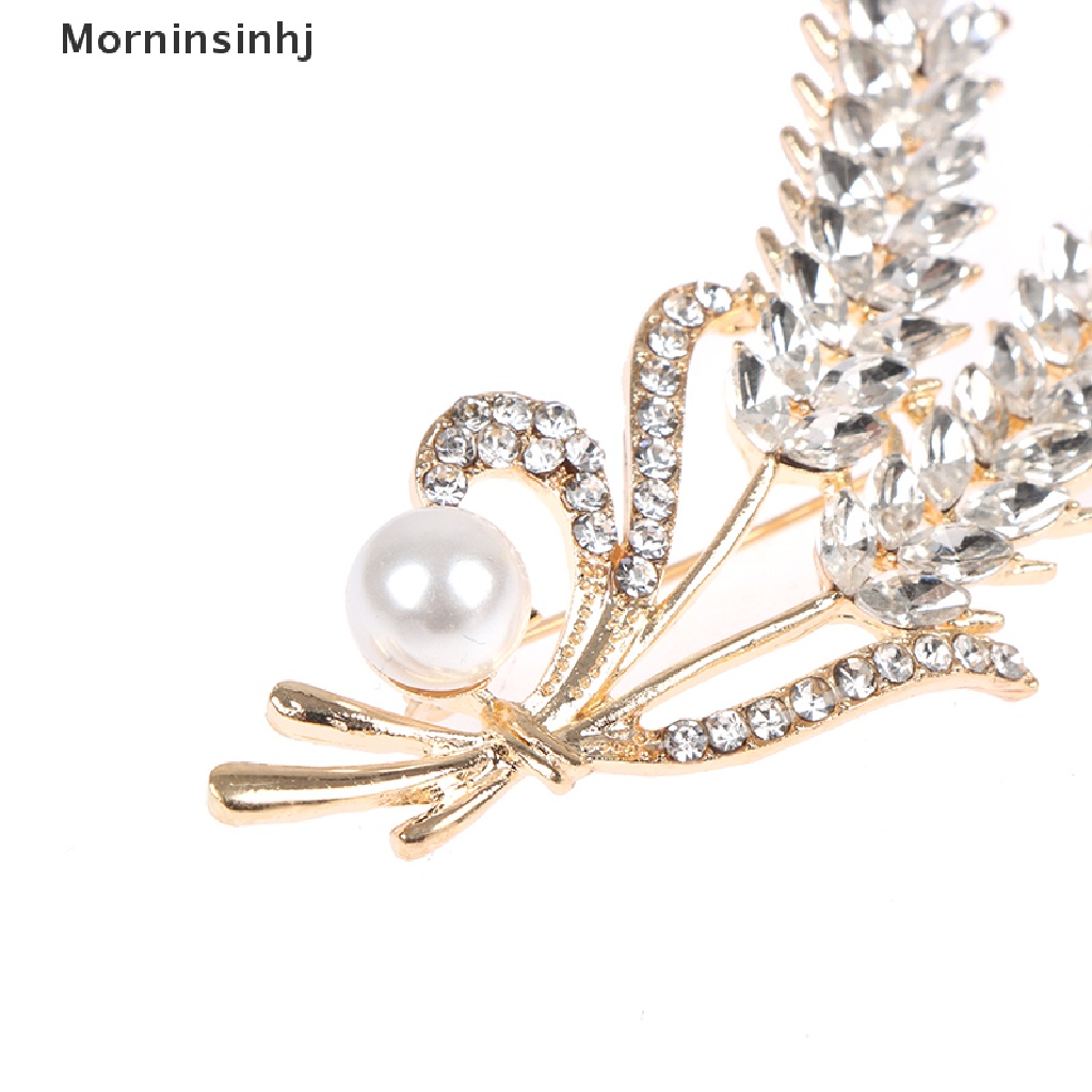 Mornin Mutiara Berlian Imitasi Ear of Wheat Bros Untuk Wanita Baroque Trendy Elegan Brooch Pin id