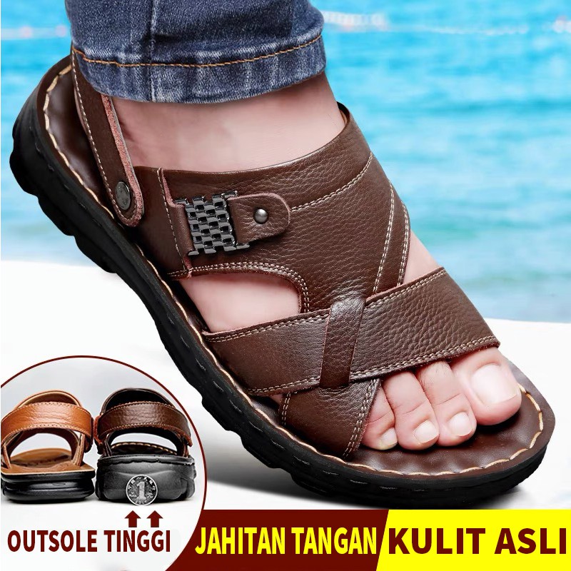 Sepatu Sandal Cowok Pria Sandal Cowok Nyaman dipakai Dan Bahan Kulit Asli Slip On Trendy Keren