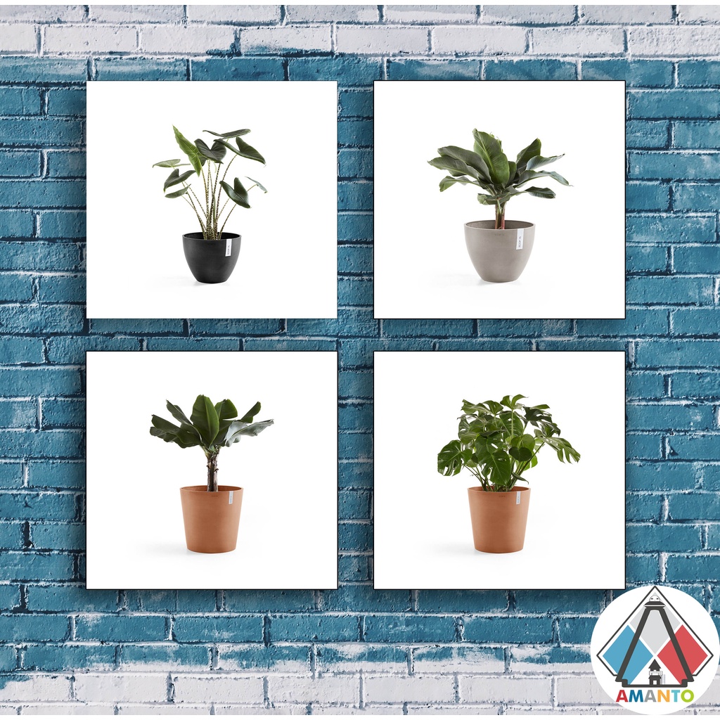 HIASAN DINDING BUNGA MINIMALIS HIASAN DINDING RUANG TAMU POT BUNGA POSTER KAYU 20 X 20 MURAH