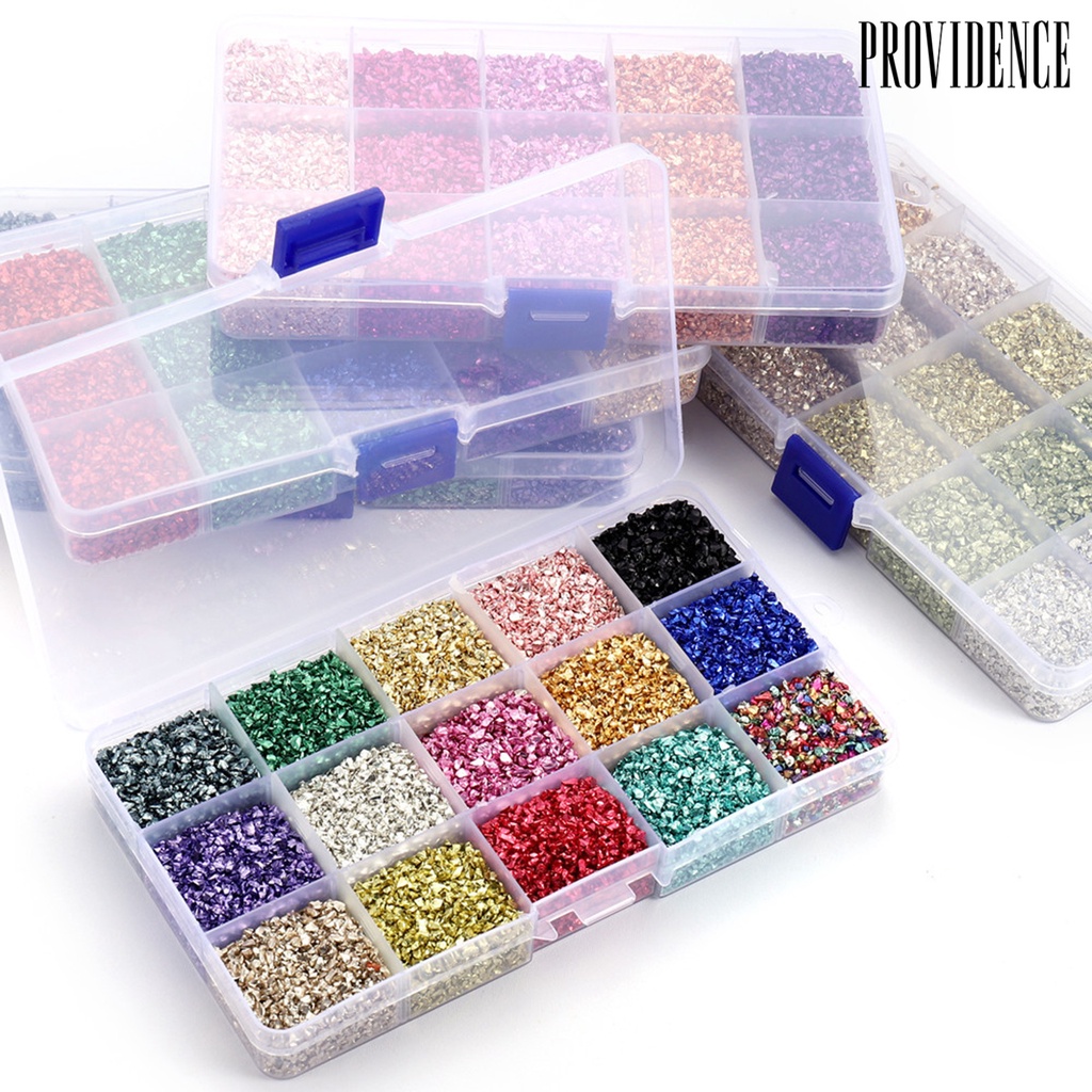 Providence 1 Box Nail Rhinestones Nail Art DIY Decoration Faux Crystal Nail Fragment Glitter Color Sequins for Home Use