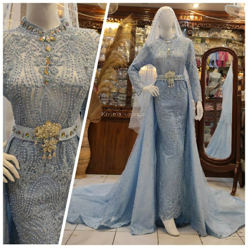 Gaun Pengantin Slim Dress Full Payet 2 in 1