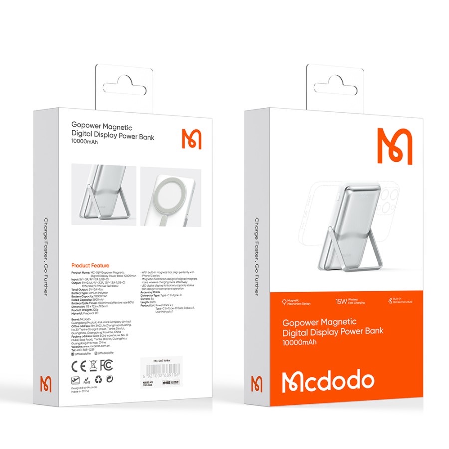 MCDODO MC-7051 GOPOWER Magnetic charger Power Bank Wireless 5000mah