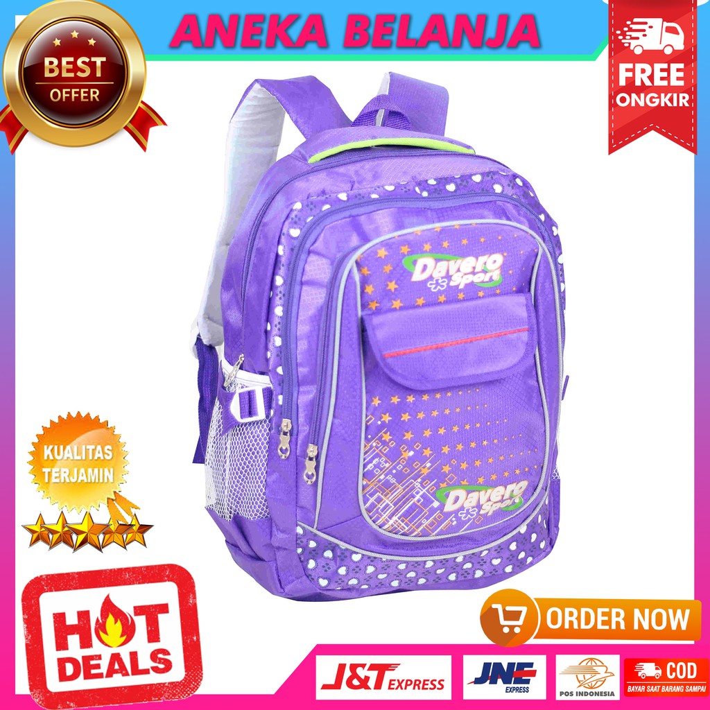 New Arrival Tas Gendong Khusus Cewek Model Davero Sport Ungu Ekonomis Tas Fashionable Sekolah Trendy