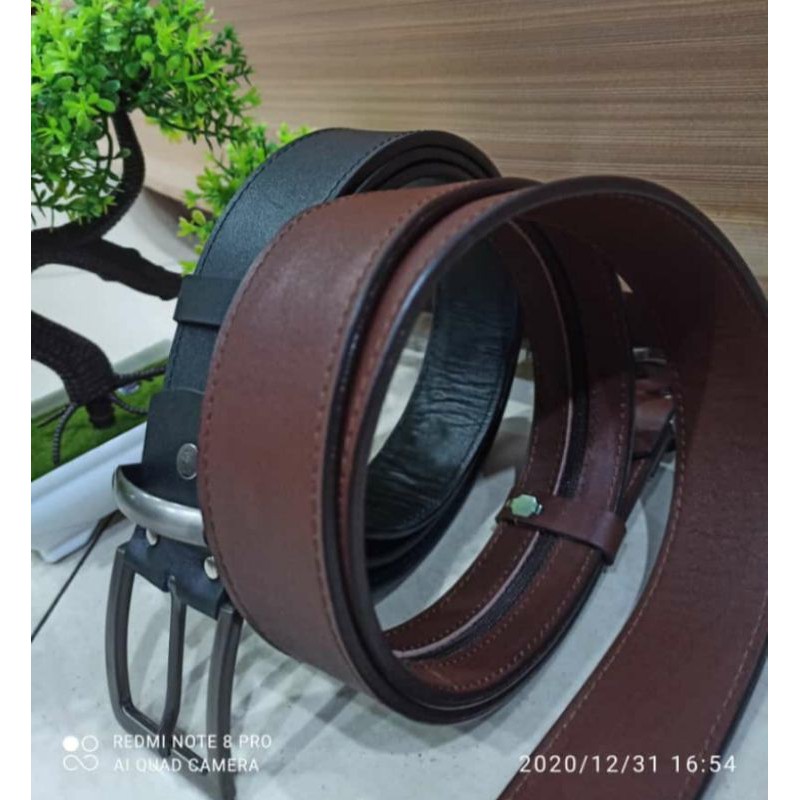 Sabuk Pria Kulit Asli Luigi Leather Garut Resleting Hitam Brown Tan
