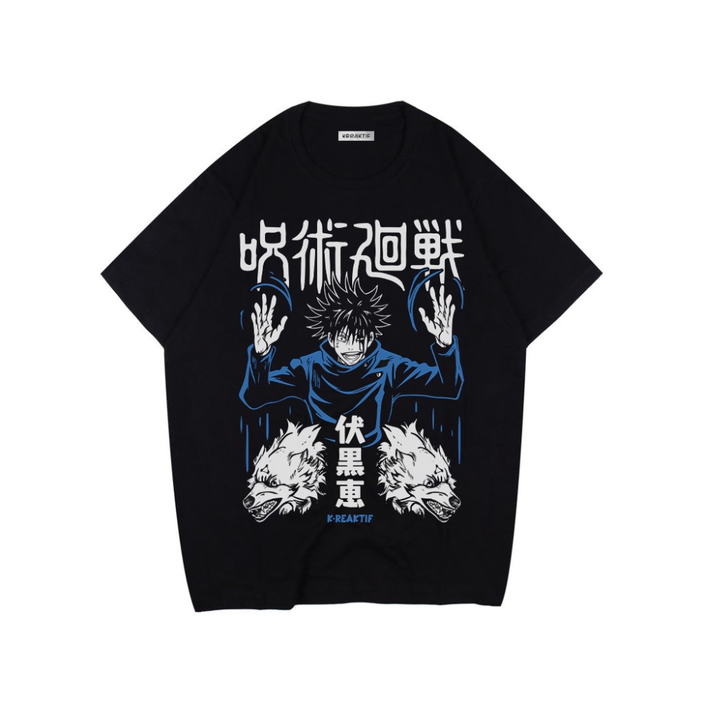 KREAKTIF T-Shirt Jujutsu Kaisen Megumi - Kaos Anime Jujutsu Kaisen Megumi Fushiguro