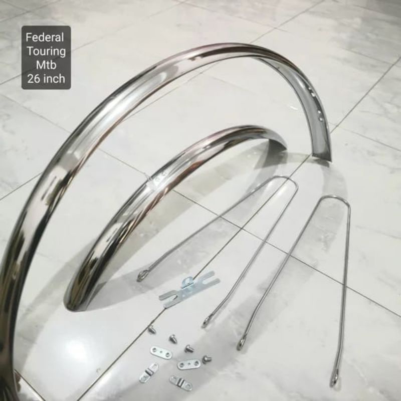 SPAKBOR SEPEDA FEDERAL TOURING 26 INCH FENDER SLEBOR FLAT BESI CHROME
