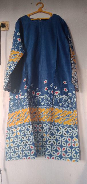 Batik Tunik Shibori Jumputan Terbaru All Size 106cm / Hrb026 Yelbor Navbor / Biru Putih / Original..