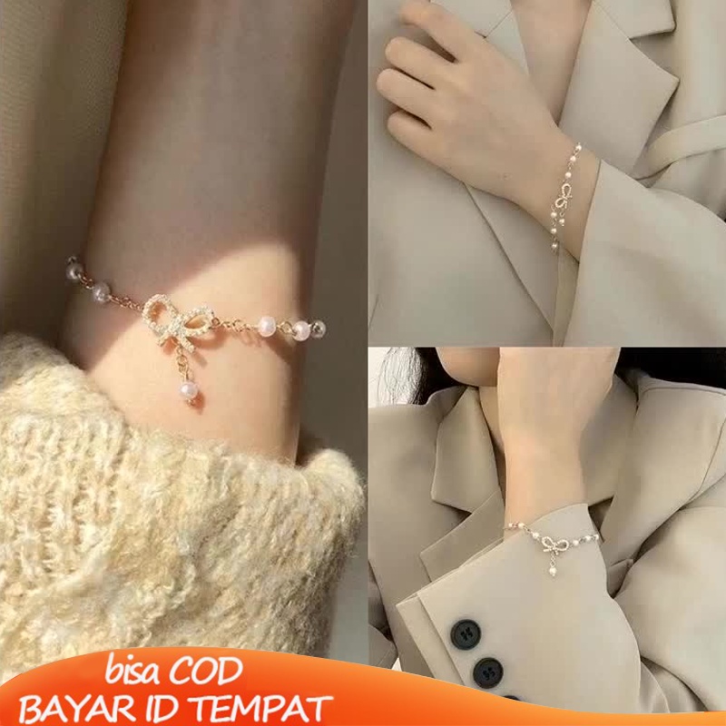 COD Gelang Wanita Korea Gelang Viral Tiktok Murah Gelang Wanita Mutiara Ikatan Simpul Hadiah Aksesoris Perhiasan Fashion Simple