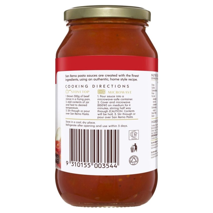 SAUS PASTA SAUCE BOLOGNESE SAN REMO 500GR