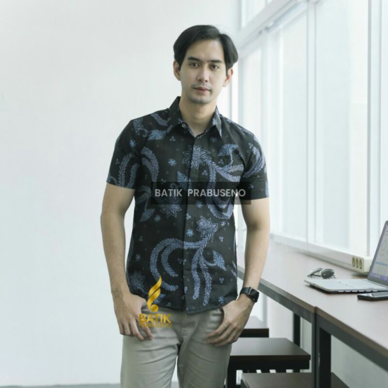 BATIK MOTIF JANAKAMARSA LENGAN PENDEK BATIK PRINTING SIZE SLIMFIT Original  Prabuseno Solo Terbaru 2