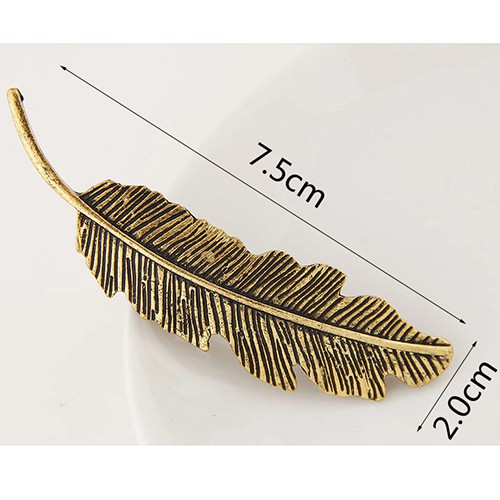 LRC Jepit Rambut Fashion Metal Leaf Decorated Pure Color Design Hair Clip