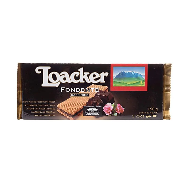 Biskuit Wafer Loacker Quadratini Fondente Dark Noir Chocolate 150 Gram