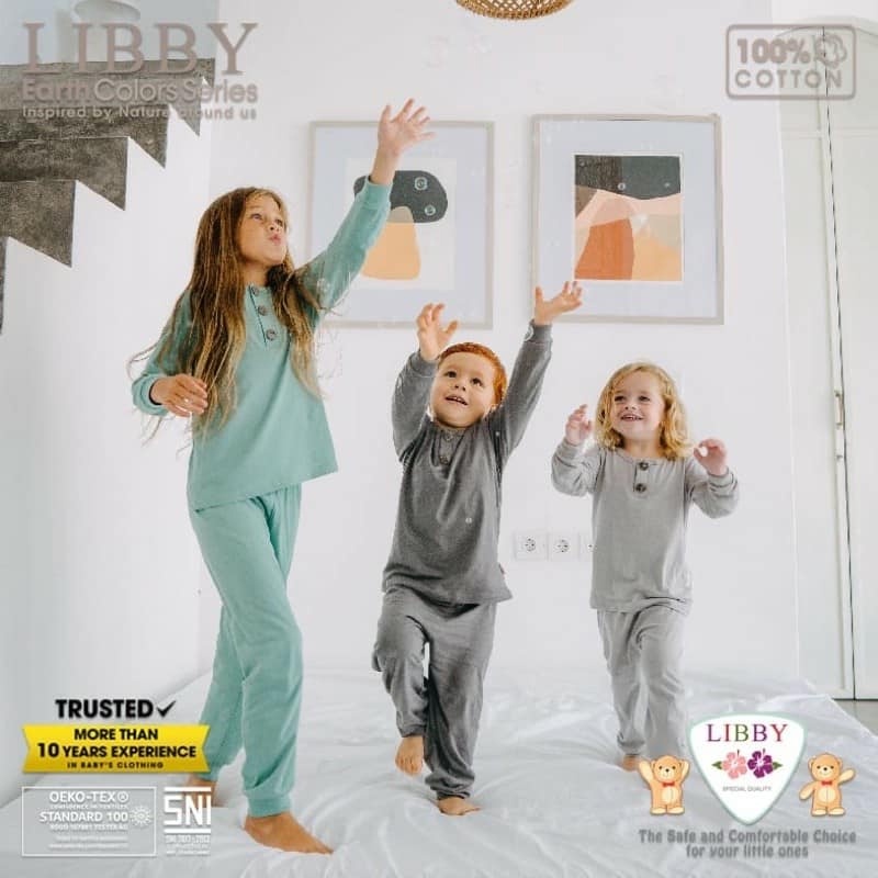 Libby Earth series New Comfy Set Warna Baru Kancing Depan Setelan Panjang Baju Bayi