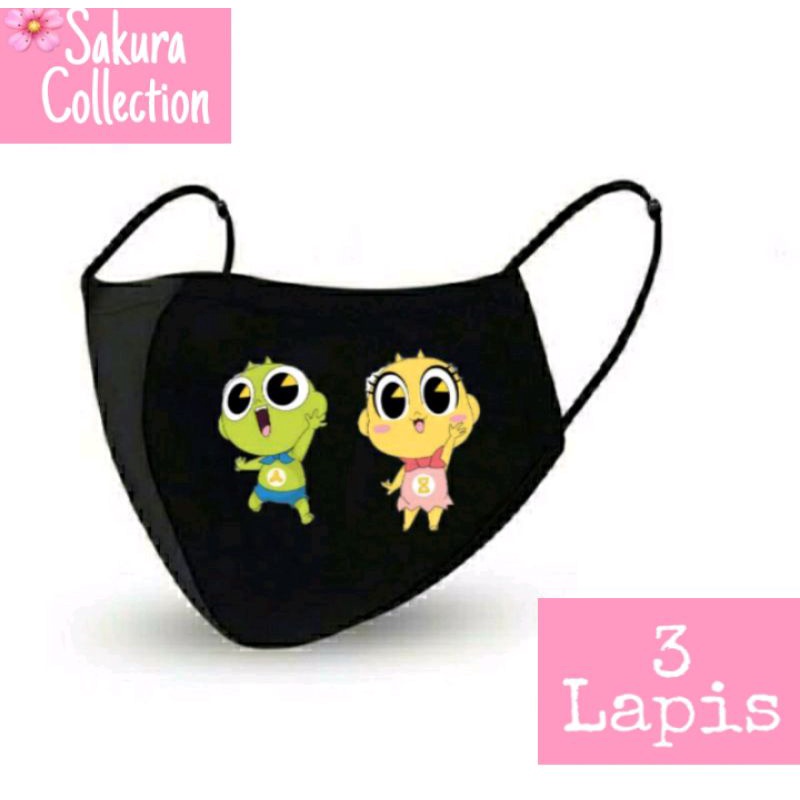 Masker Shinbi's House Geumbi Kain 3ply Lapis - Scuba Anak Dewasa - Earloop