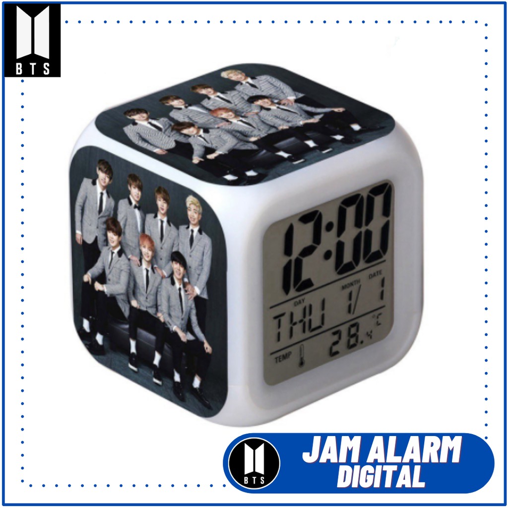 Jam Meja LED Digital Alarm Berubah Warna KPOP Bangtan Boys BT21 BTS Army JinKim Seok Jin RJ