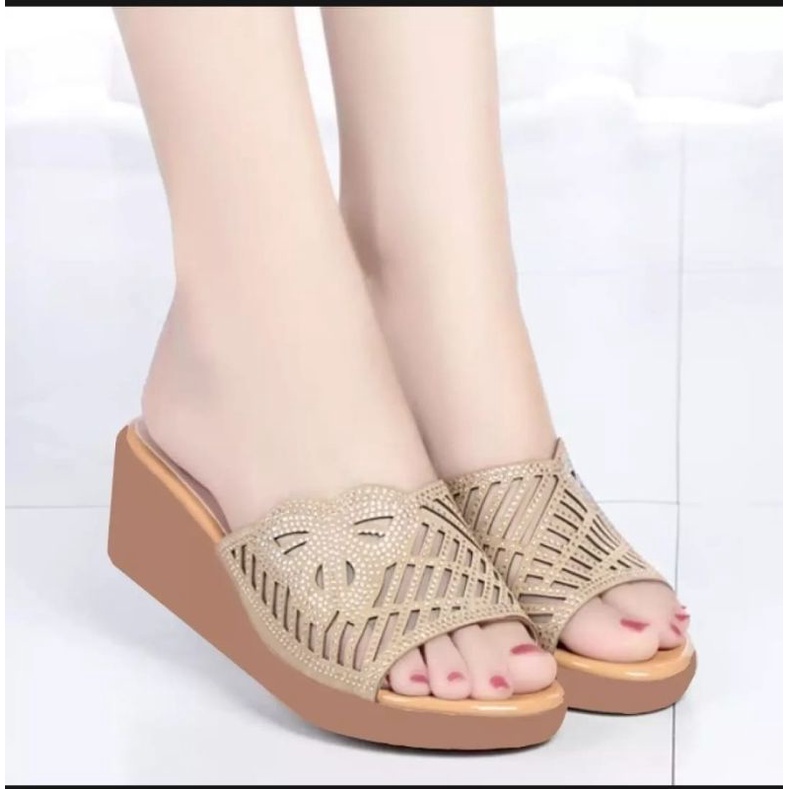 ABBUSHOES Nn 30 wedges kupu2 presan marina sol karet 7cm