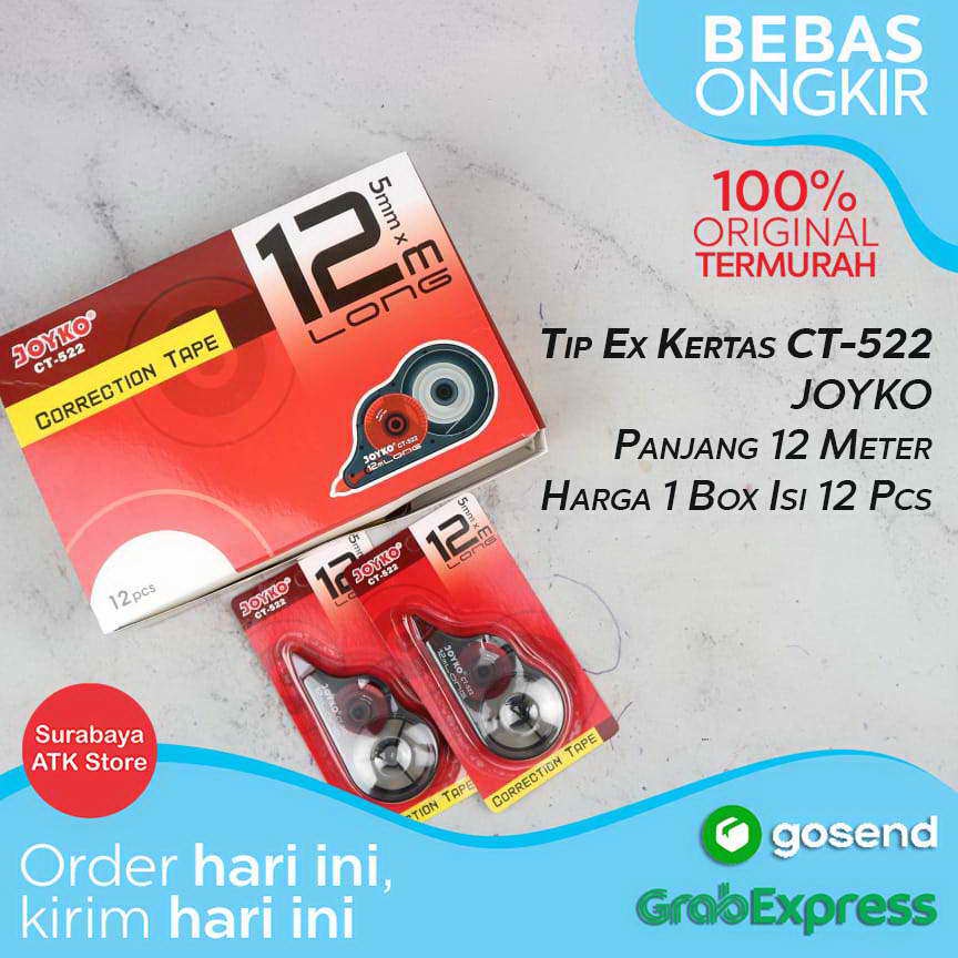 

TIP X KERTAS Joyko 12 M - 12pcs Correction Tape Tip Ex Kertas CT-522