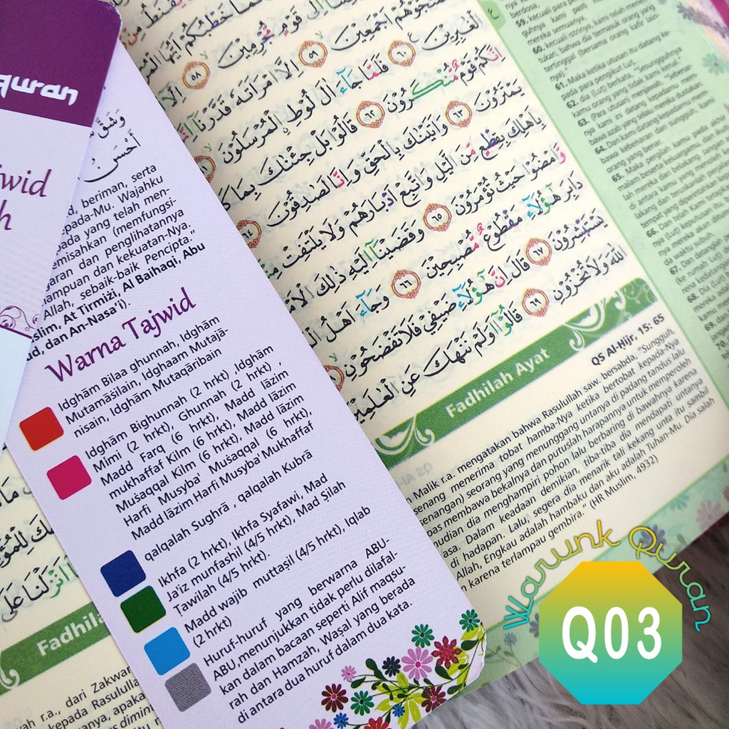 Quran Yasmina Terjemahan Tajwid Warna Kertas Rainbow Syaamil B6