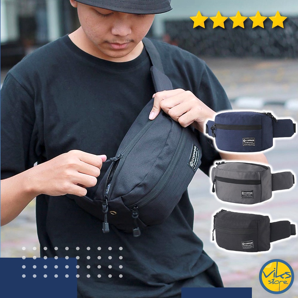 Tas Selempang Pria Cowok Cewek Waist Bag Tas Pinggang Simple Casual Multifungsi Ukuran Sedang Distro Lokal