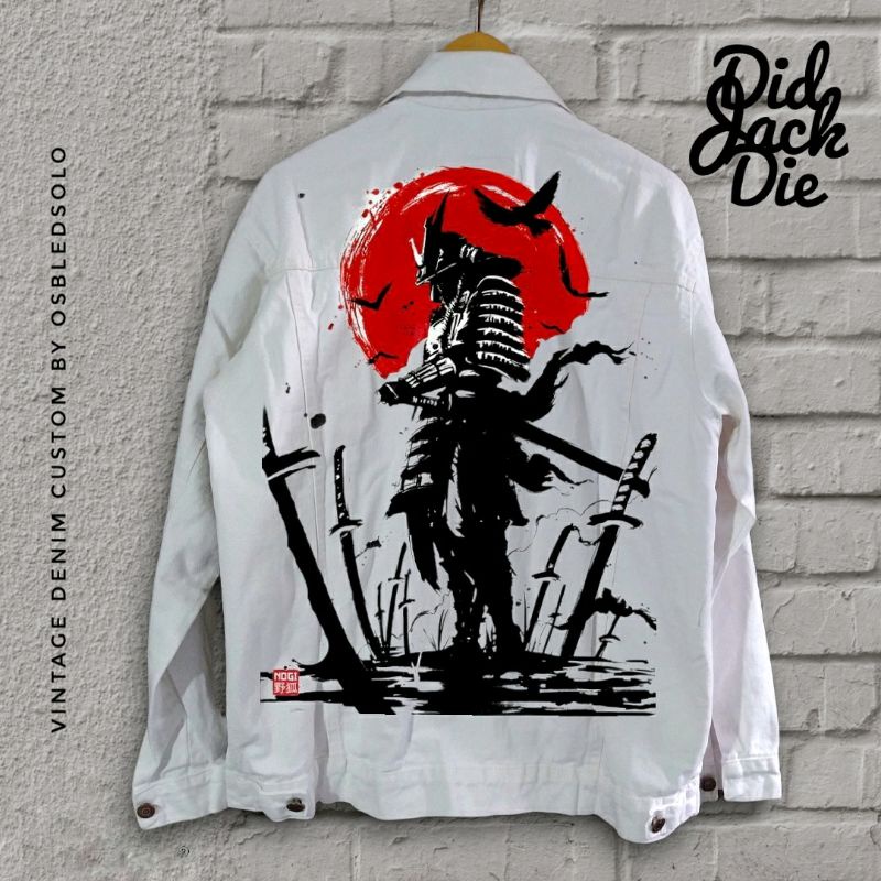 JAKET LUKIS SAMURAI JEANS PUTIH CUSTOM PAINTING