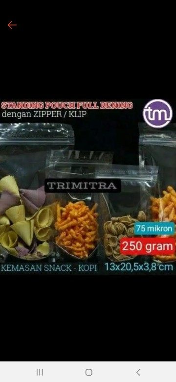 Plastik Kemasan 2 Kg Snack Standing Pouch Bening Klip Zipper  22cm X 29cm