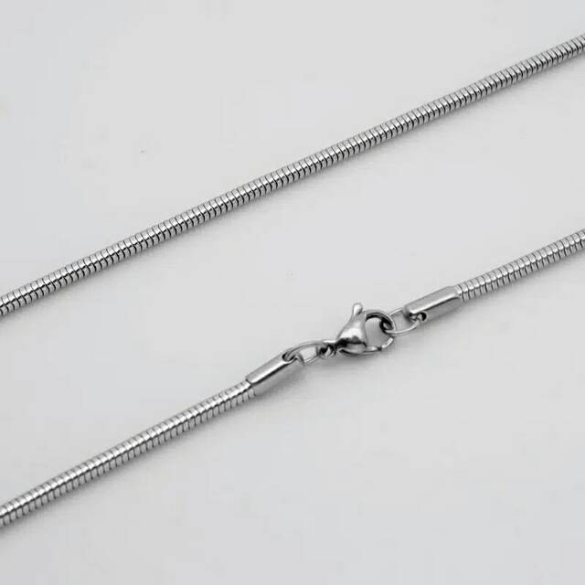 KALUNG TITANIUM PRIA SILVER MODEL BULAT 45 /50/60 CM  BAGUS