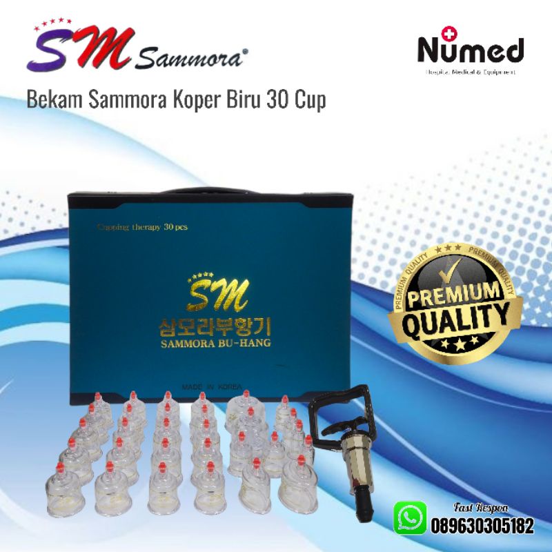 Bekam Sammora Koper Biru isi 30 Kop Original Korea / Therapy Cupping Set Sammora 30 Cup