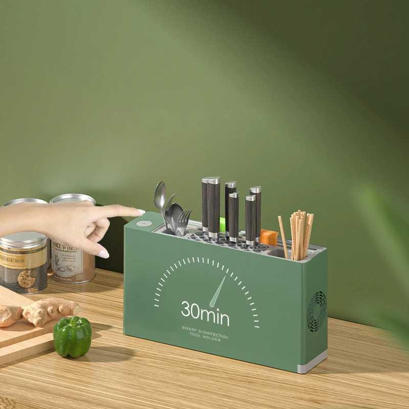 Rak Pengering Pisau Dapur UV Disinfection Knife Holder - XDQ-01 - Green