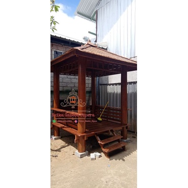 Gazebo kayu glugu/kelapa minimalis