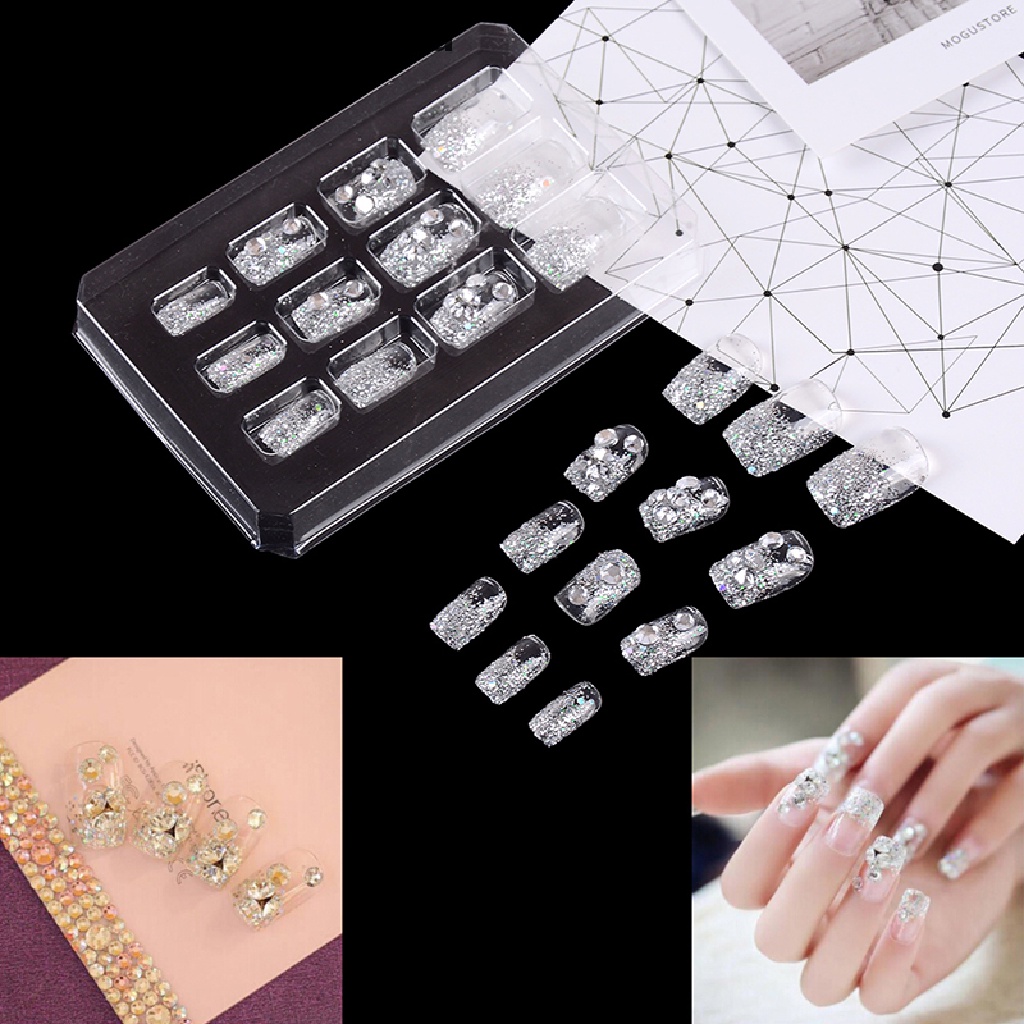 [OOID] New 24Pcs False Nail Sticker Wedding Bridal Fake Nail Tips Sticker Set With Glue ID