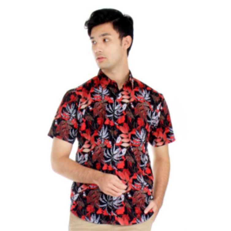 Kemeja Benhill Printing Hawaii Merah Original