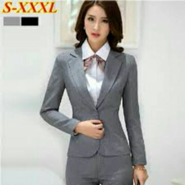 Blazer formal  wanita abu/grey size S sampai 5L