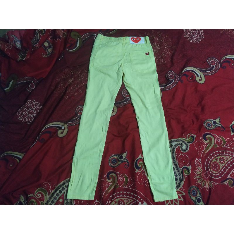 celana panjang play comme des garcon cdg soft jeans original yellow volt neon BNWOT unisex hypebeast