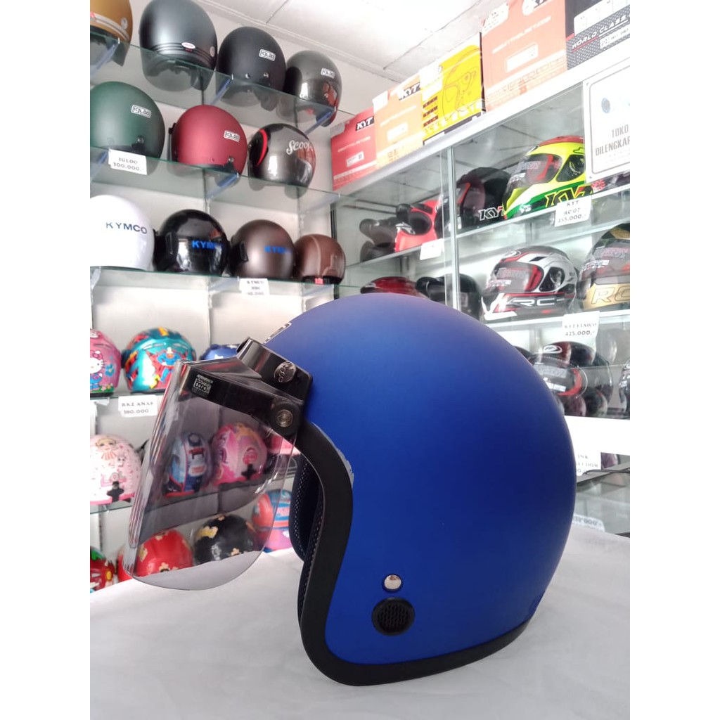 Igloo Helm Polos Kaca Bogo Original Warna Biru Doff Berlabel SNI Bisa COD Free Packing Kardus & Bubb